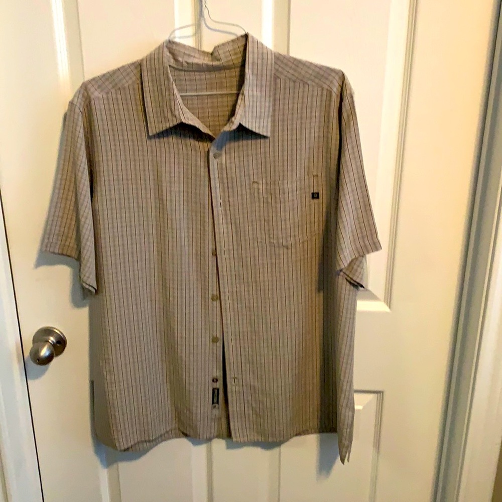 Marmot Desert Tan Check Short Sleeve Button Down - L
